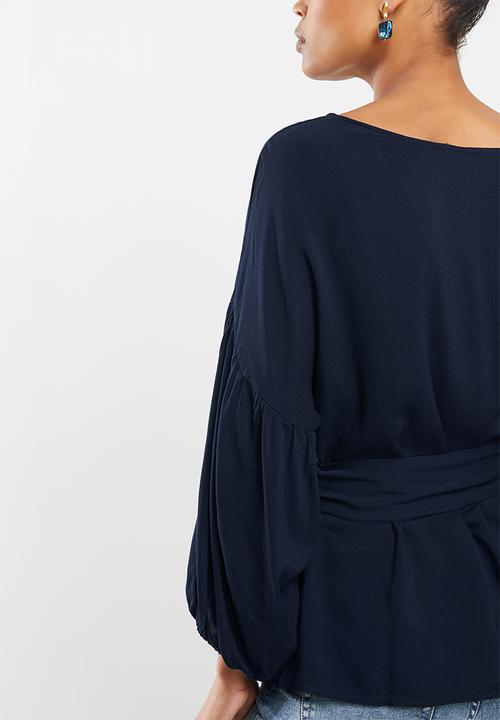 edit - Lantern sleeve blouse - navy