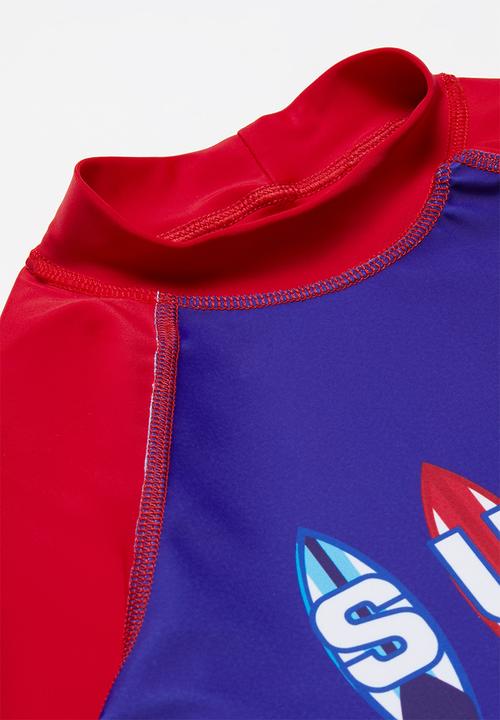 Rebel Republic - Printed rash vest - blue & red