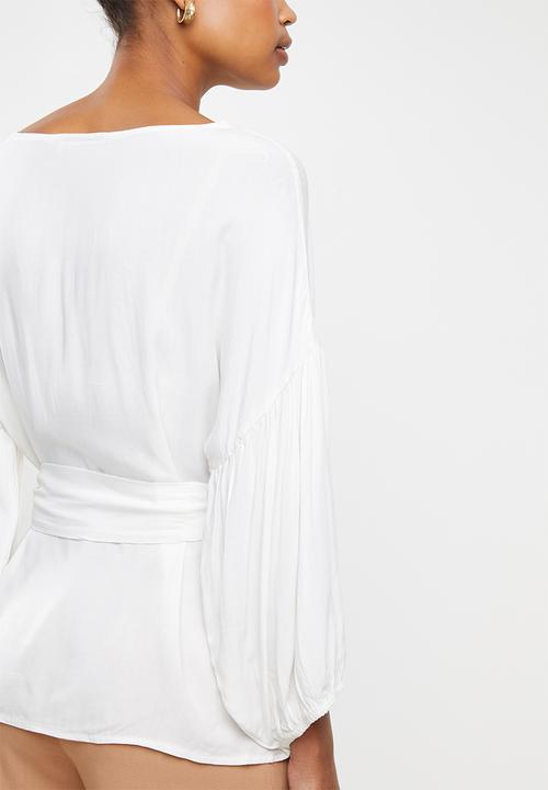 edit - Lantern sleeve blouse - white