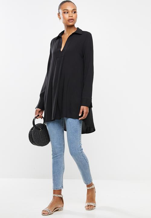 edit - Soft longline shirt - black