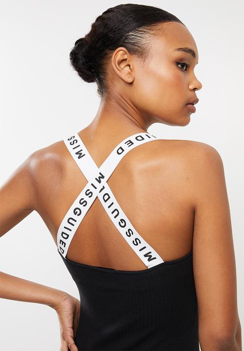 Missguided - Missguided strap ribbed midi dress - black