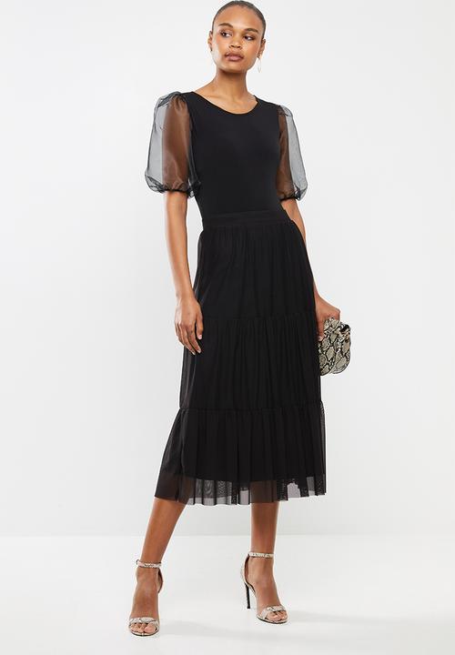 MILLA - Organza sleeve bodysuit - black