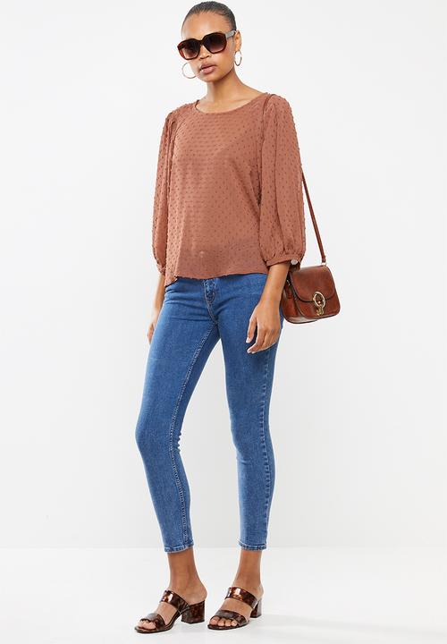 MILLA - Dobby chiffon blouse - clay