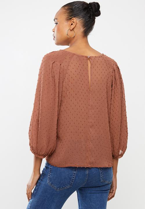 MILLA - Dobby chiffon blouse - clay