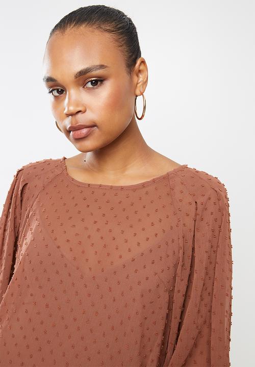 MILLA - Dobby chiffon blouse - clay