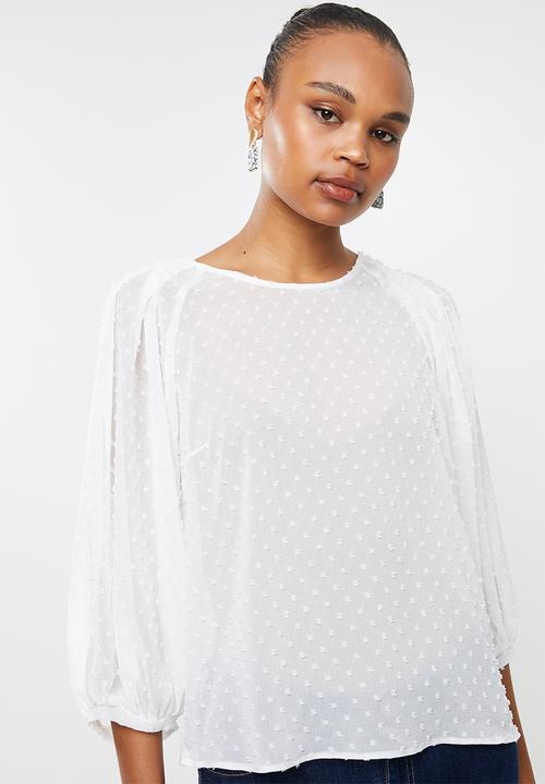 MILLA - Dobby chiffon blouse - white