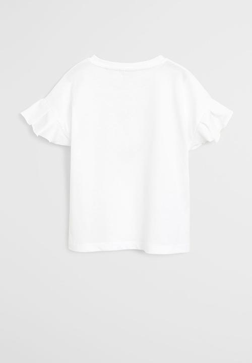 MANGO - Sequins panel T-shirt - off white