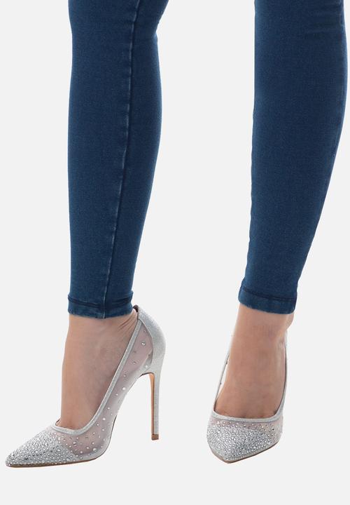 SISSY BOY - Bling it back court heel with bling  - white