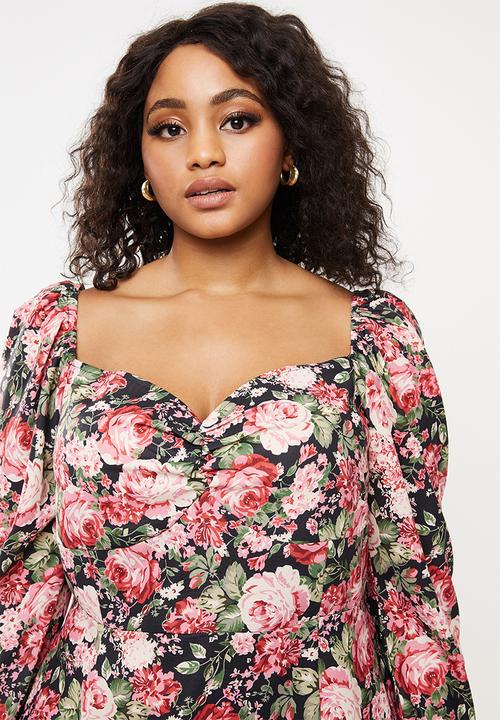 Missguided - Plus size milkmaid floral dress - multi