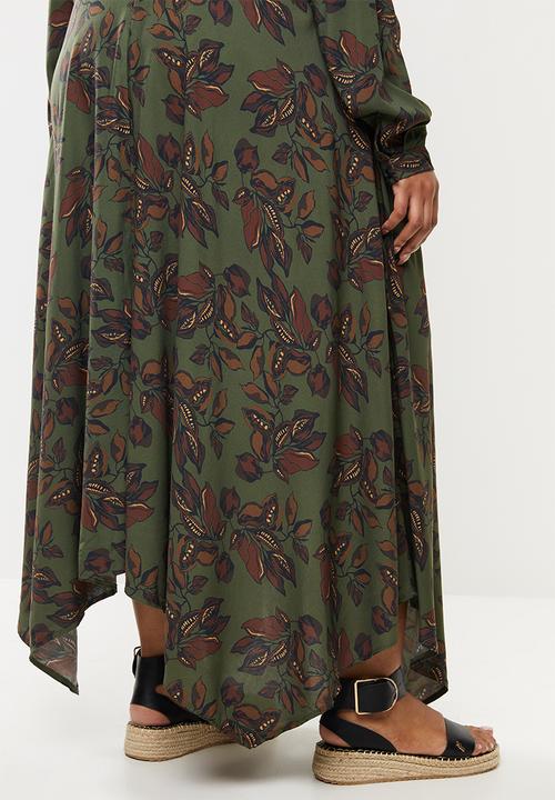 edit Plus - Hanky hem shirt dress - khaki & brown 