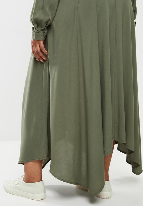 edit Plus - Hanky hem shirt dress - olive