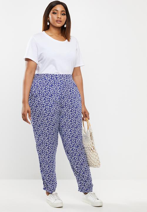 edit Plus - Printed woven jogger - blue & white 