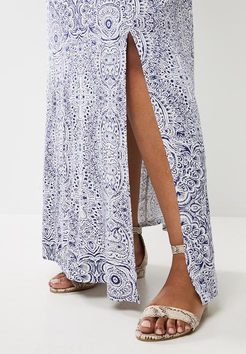 JUNAROSE - Silke wrap maxi dress - blue & white