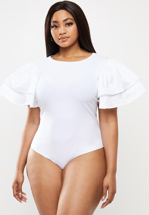 MILLA - Ruffle sleeve bodysuit - white