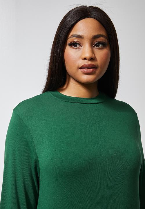 Superbalist - Tiered knit funnel neck dress - green