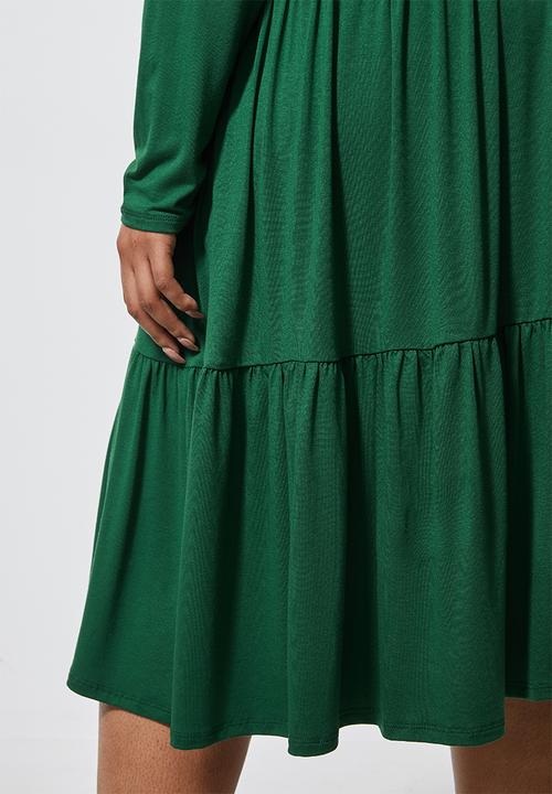 Superbalist - Tiered knit funnel neck dress - green