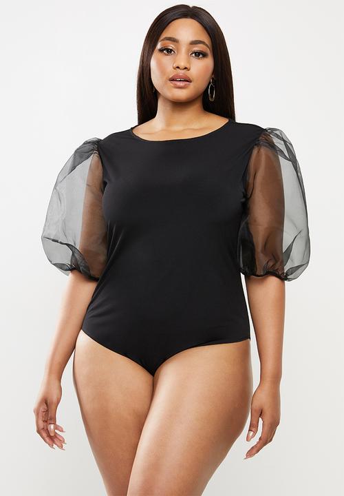 MILLA - Organza sleeve bodysuit - black