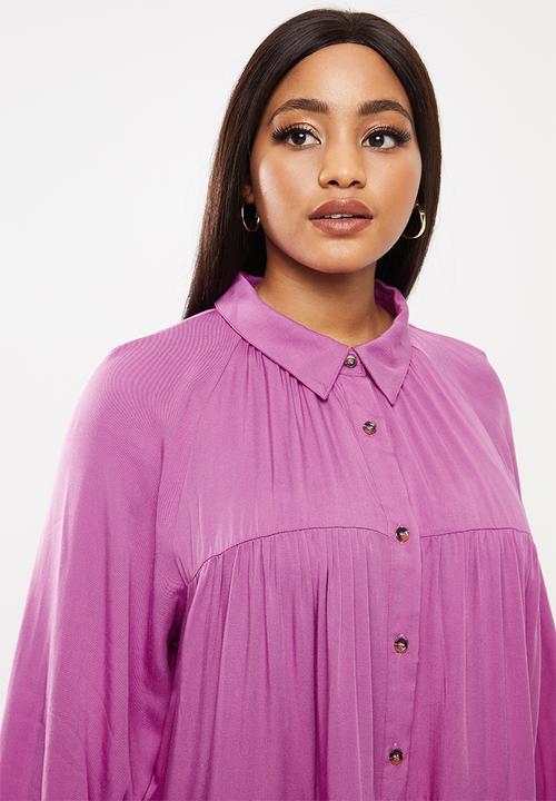 Glamorous - Plus tiered long sleeve dress - orchid