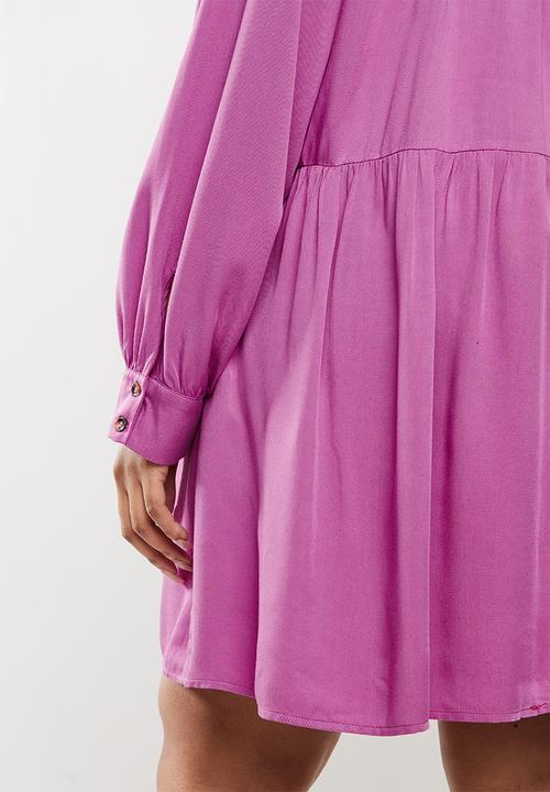 Glamorous - Plus tiered long sleeve dress - orchid