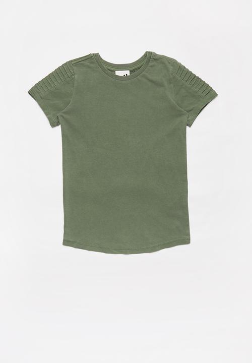 Cotton On - 2 Pack Cruz long line short sleeve tee - beige & khaki 