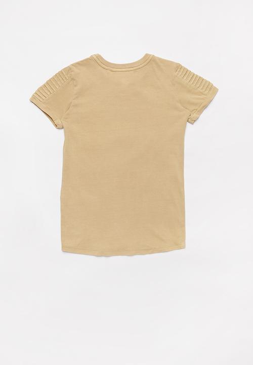 Cotton On - 2 Pack Cruz long line short sleeve tee - beige & khaki 