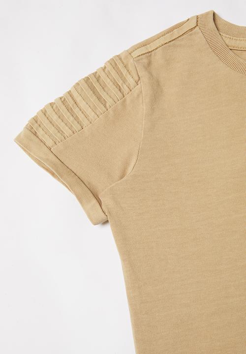 Cotton On - 2 Pack Cruz long line short sleeve tee - beige & khaki 