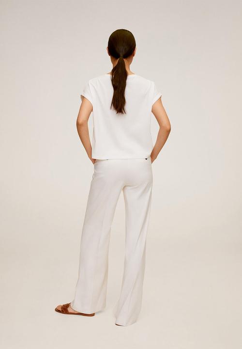 MANGO - T-shirt chalacro - white