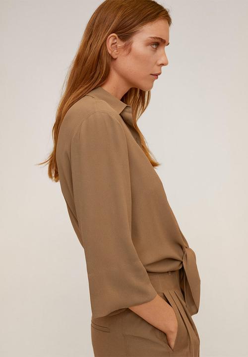 MANGO - Shirt leasle - brown