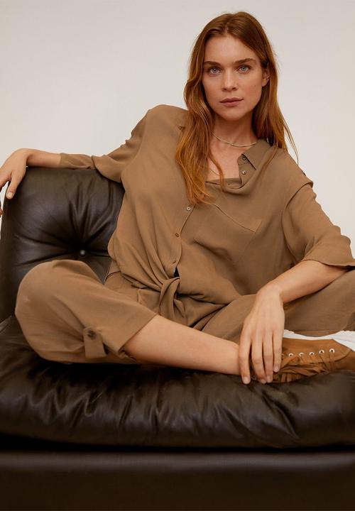 MANGO - Shirt leasle - brown
