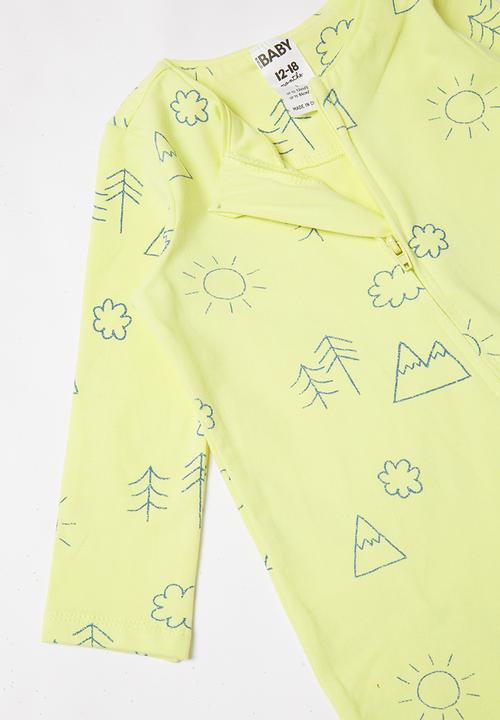 Cotton On - 3 Pack long sleeve zip romper - blue & yellow