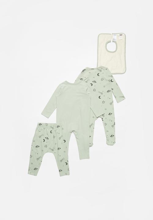 Cotton On - Bundle rompers, legging & bib - cool your jets & galaxy