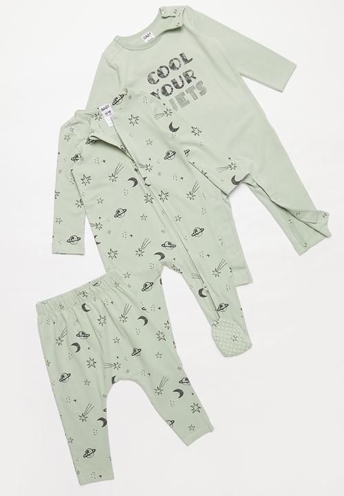 Cotton On - Bundle rompers, legging & bib - cool your jets & galaxy