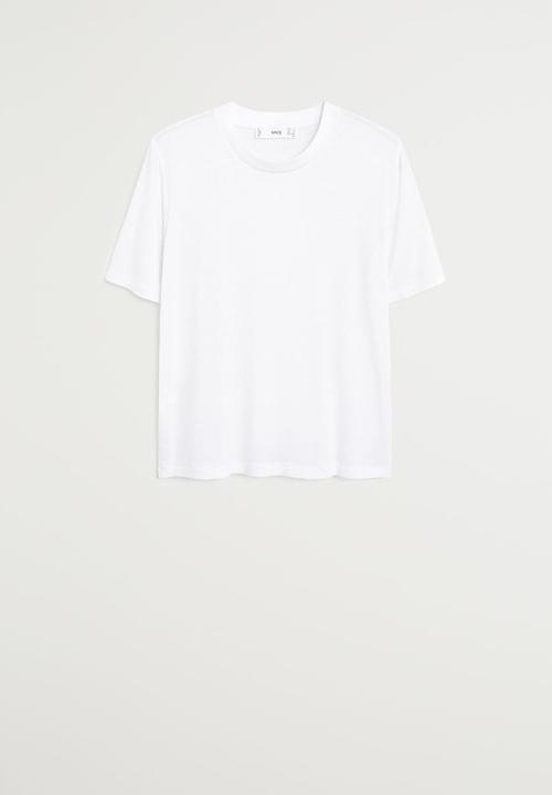 MANGO - T-shirt ribor - white