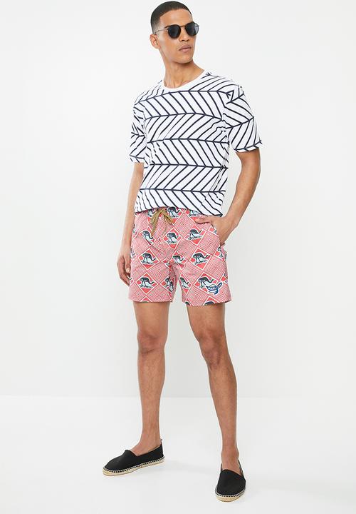 Mami Wata - Surfing ostrich surf trunk - red & blue