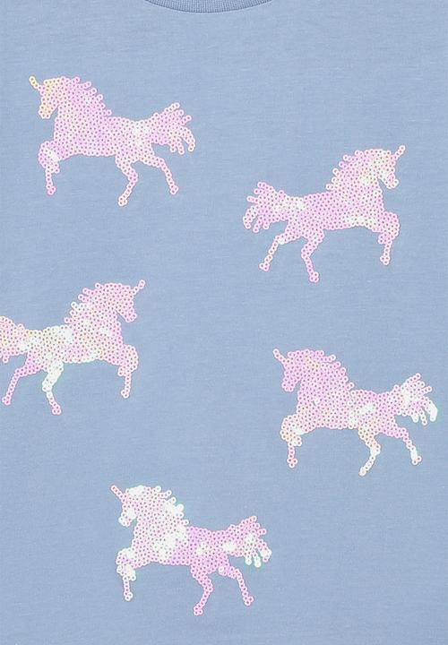Cotton On - Stevie short sleeve  embellished tee - blue & pink 