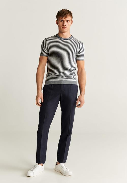 MANGO - Andrew sweater - navy & white