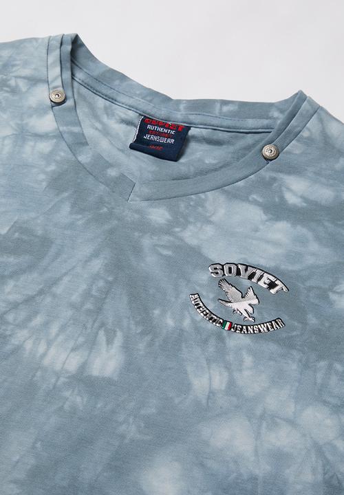 SOVIET - B lowell crew fashion print short sleeve tee - light blue