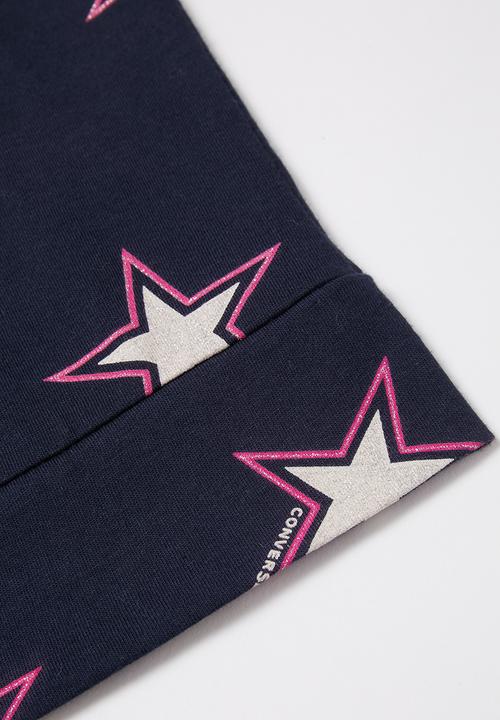 Converse - Converse all over print boxy knit top - navy & pink