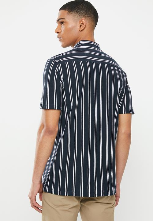 Brave Soul - Monk shirts - navy & white 