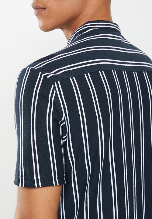 Brave Soul - Monk shirts - navy & white 