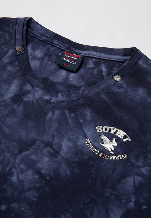 SOVIET - B lowell crew fashion print short sleeve tee - navy