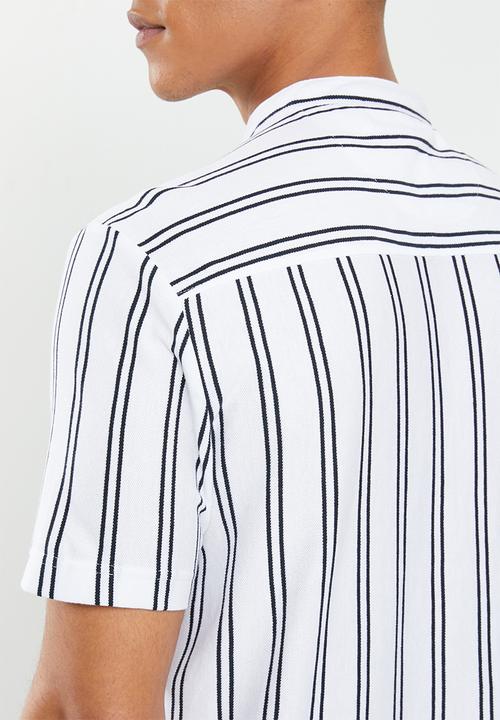 Brave Soul - Monk shirts - white & navy 