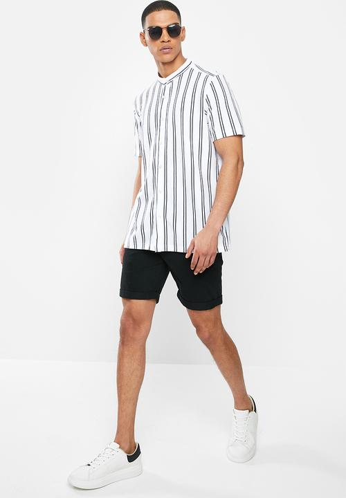 Brave Soul - Monk shirts - white & navy 
