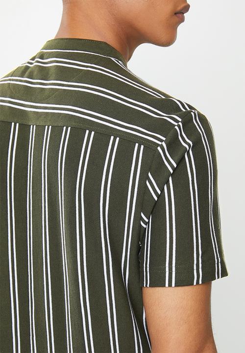 Brave Soul - Monk shirts - khaki & white 