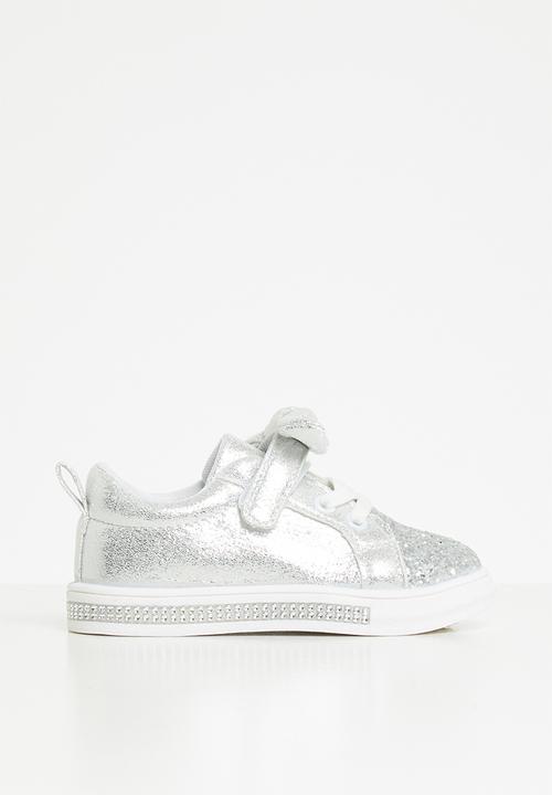 Pop Candy - Girls glitter detail sneaker - silver