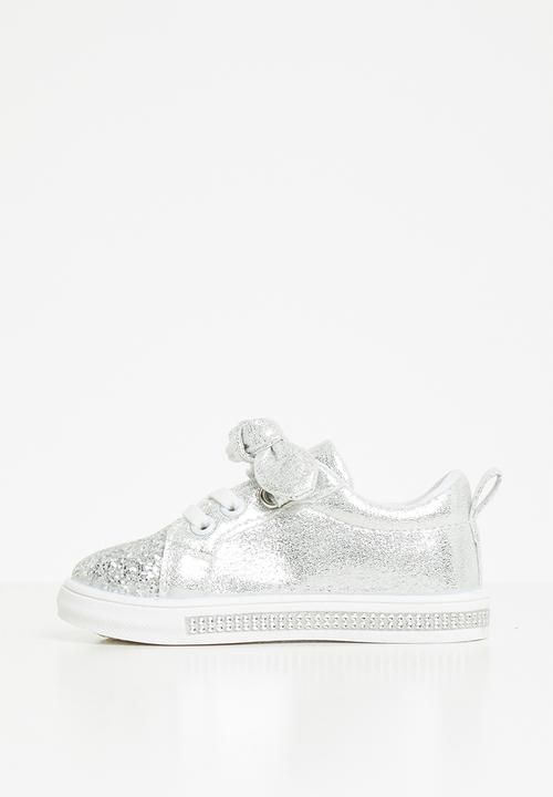 Pop Candy - Girls glitter detail sneaker - silver
