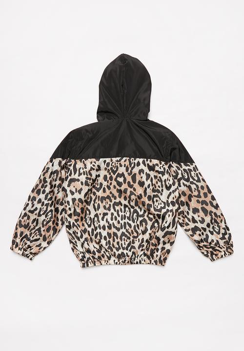Pop Candy - Girls animal print jacket - black & brown 