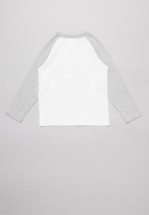 Pop Candy - Boys printed long sleeve tee - grey & white