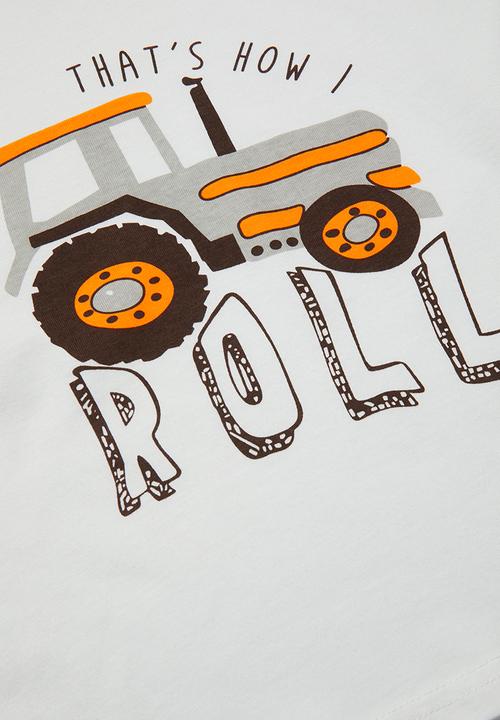 Pop Candy - Boys printed long sleeve tee - grey & white
