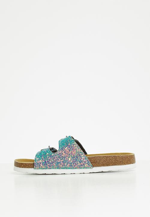 Pop Candy - Girls slip on glitter sandal - blue